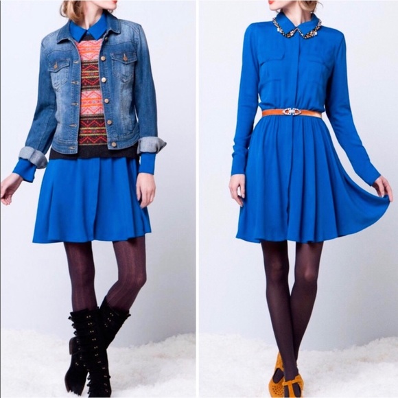 Anthropologie Dresses & Skirts - Anthropologie Maeve Dakota Blue Shirt Dress Size S